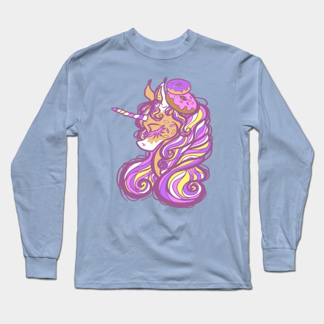 Doughnut Unicorn Long Sleeve T-Shirt by Jan Grackle